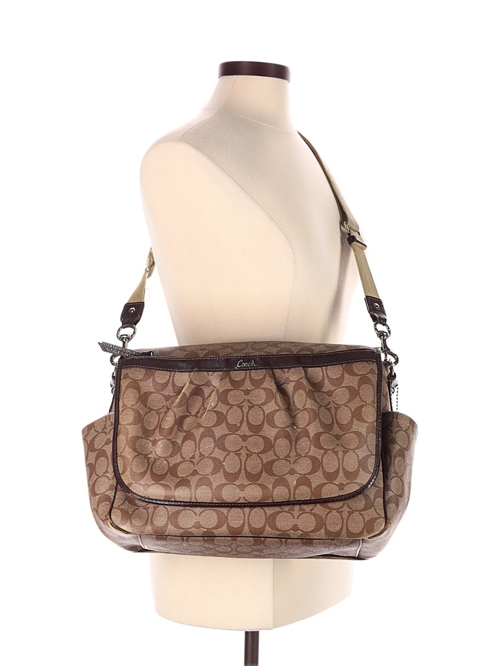 Coach Signature Khaki Brown Crossbody Bag